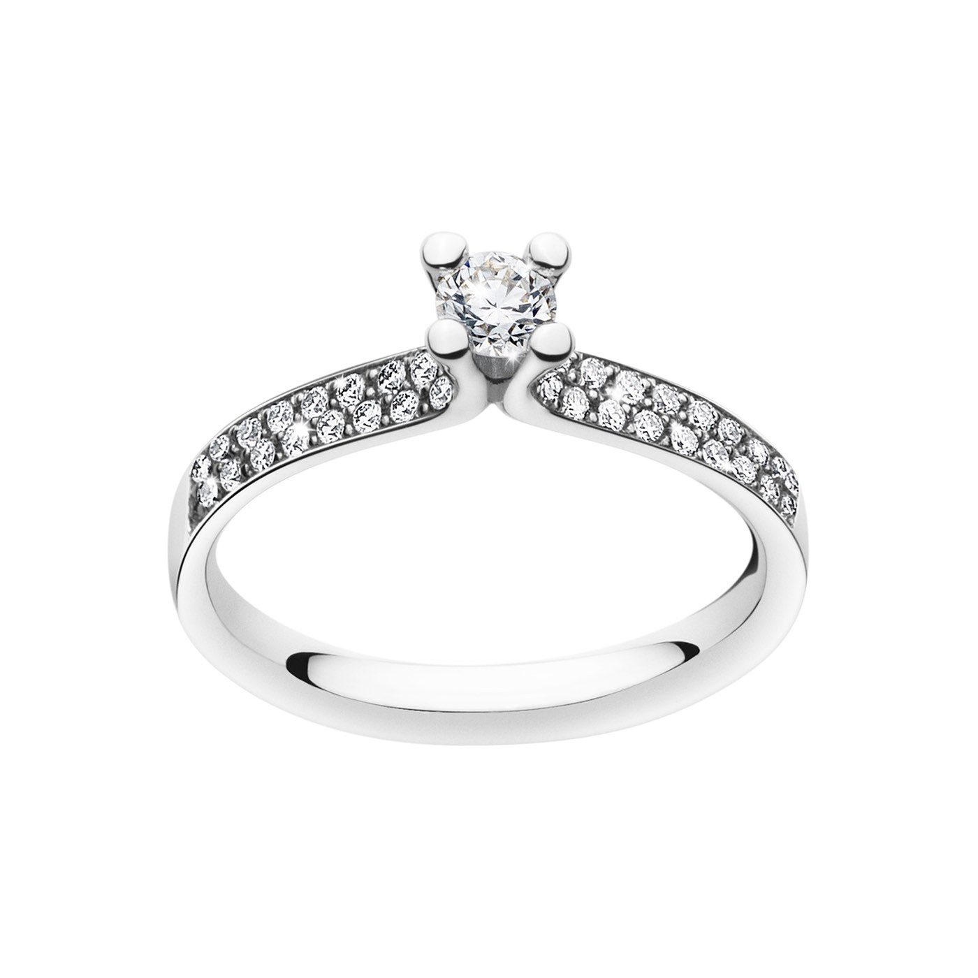 MAGIC SOLITAIRE Ring Diamant PAVÉ 0.33 ct Hvitt gull