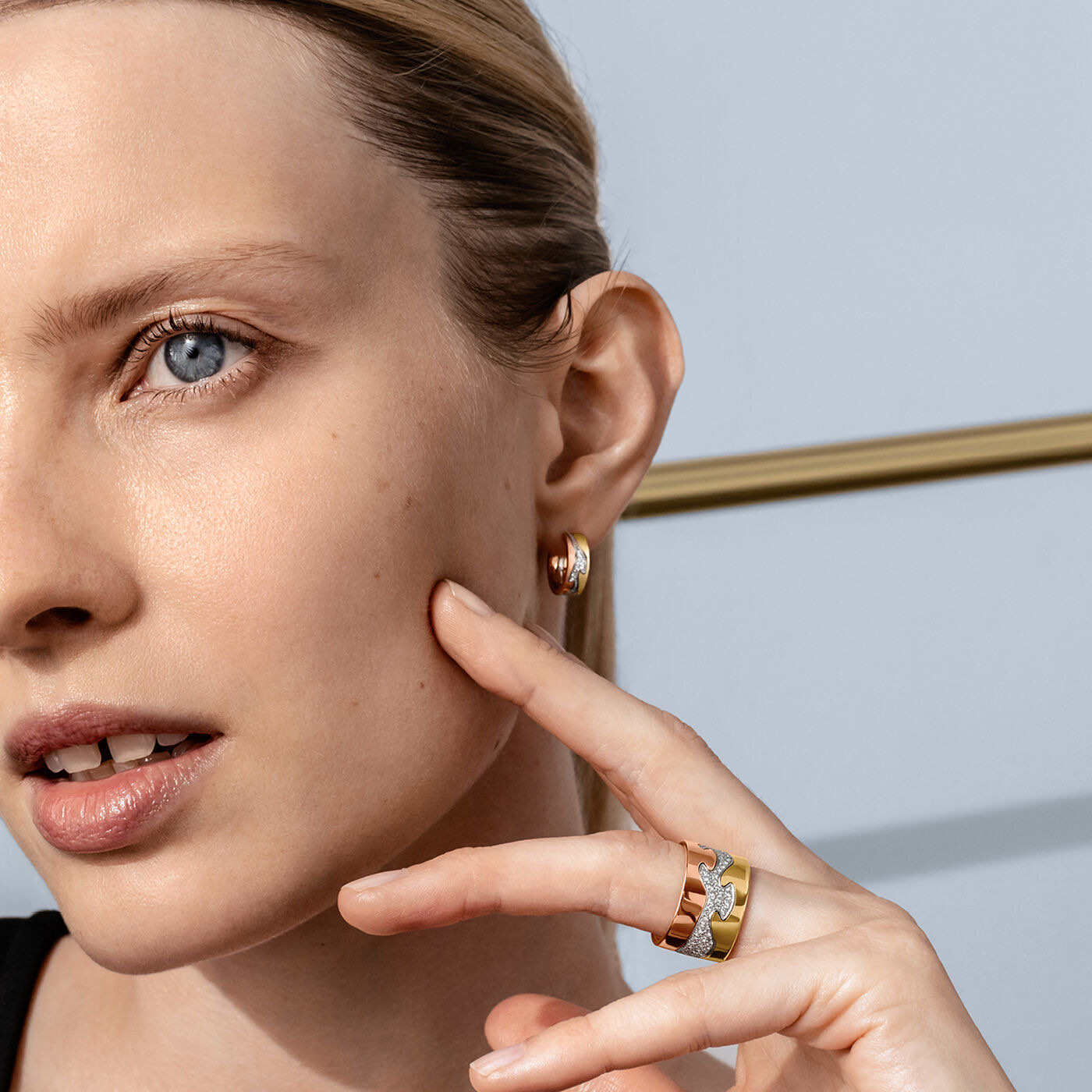 FUSION SMALL Øreringer Gull Hvitt gull Roségull PAVÉ 0.08 CT