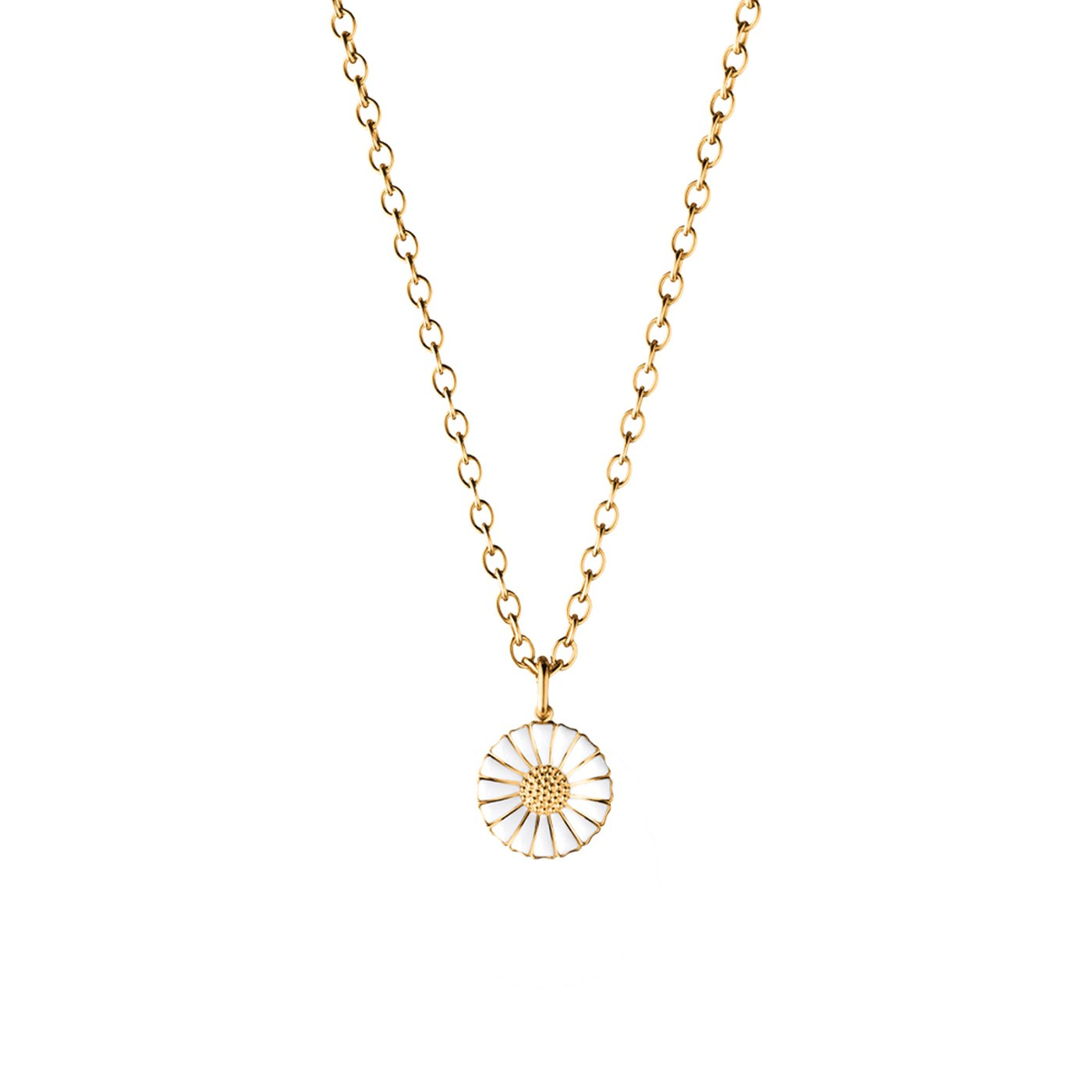 DAISY Anheng Sølv gullplettert WHITE ENAMEL 11 MM