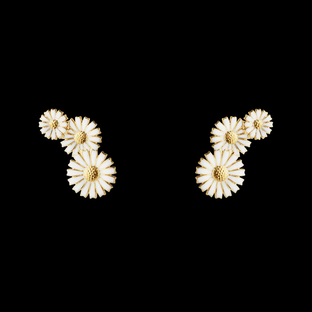 DAISY 3 Flower Earrings Gold