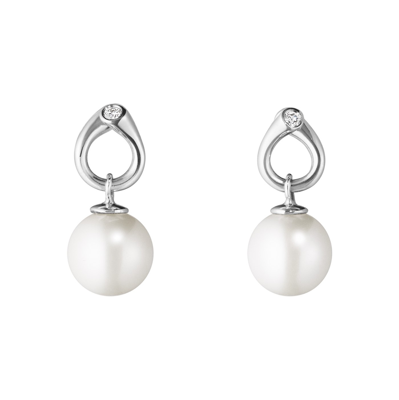 MAGIC Øreringer Hvitt gull PEARL Diamant 0.04 CT