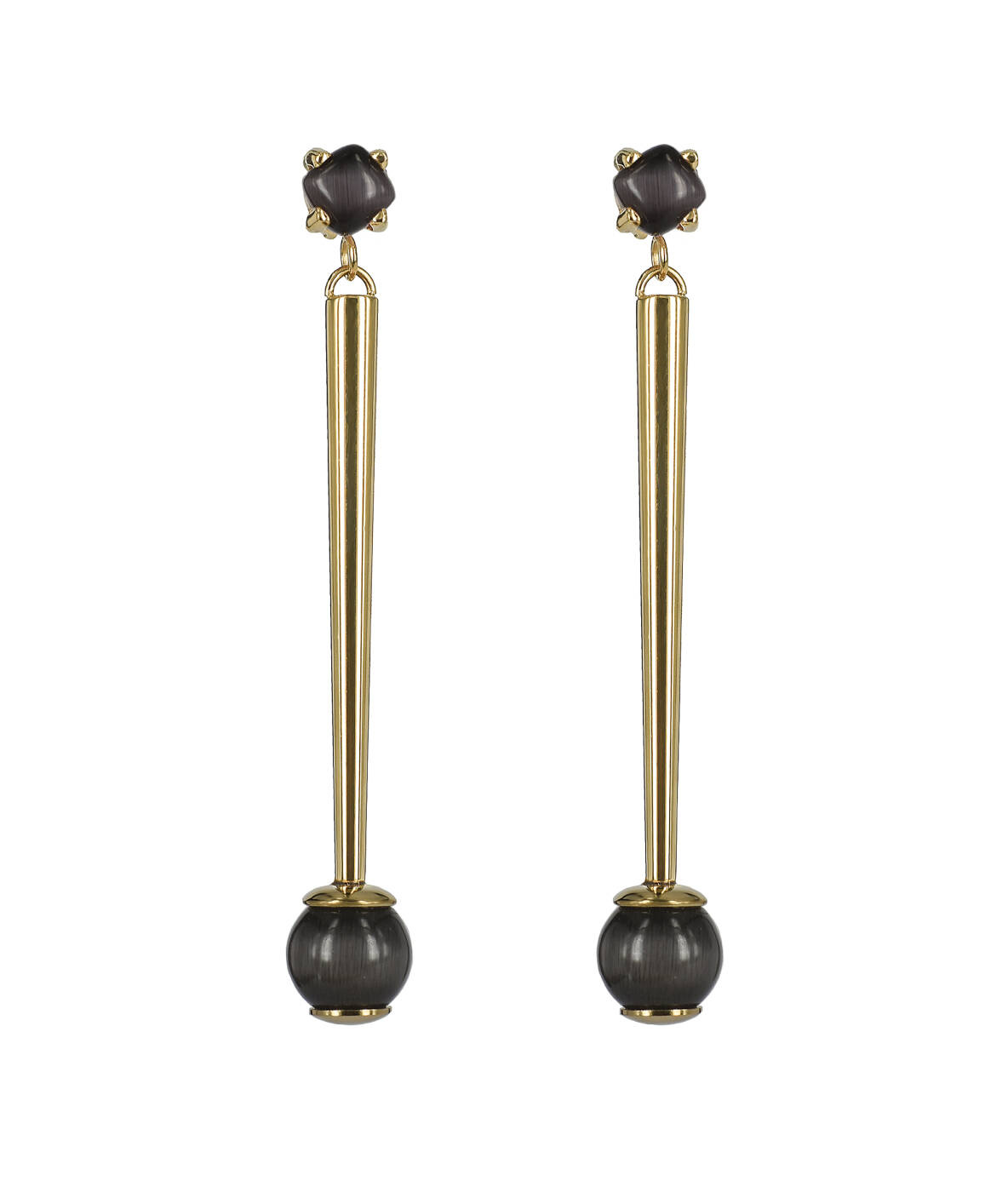 VICTORIA Long Øredobber Gull/Gray