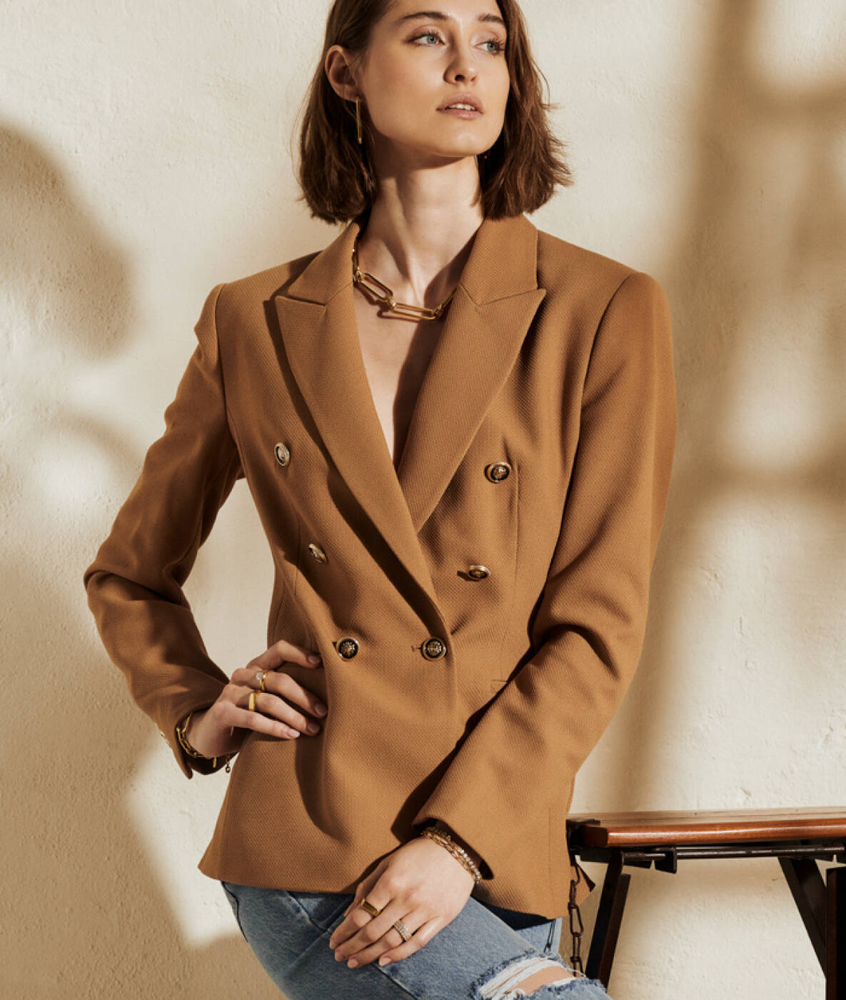 CHANIA Big Short Halskjede Gull