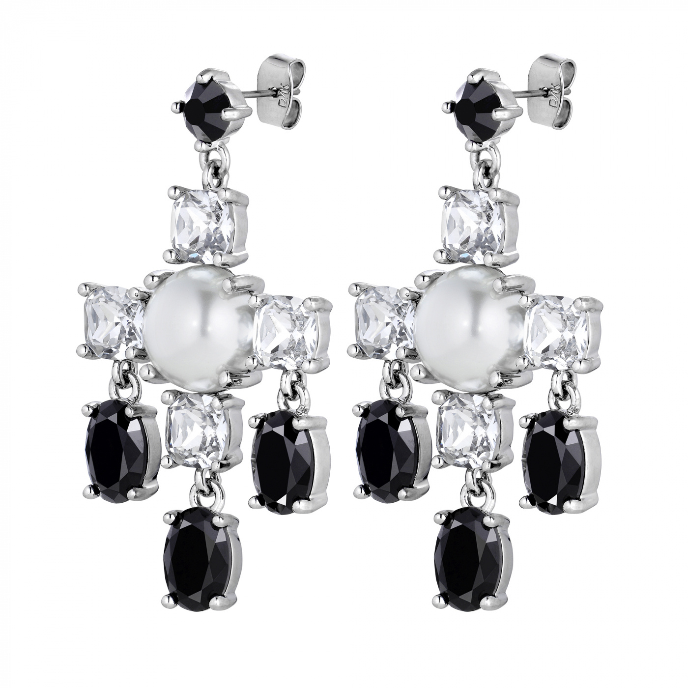 LEONORA Sølv CRYSTAL / BLACK Øreringer