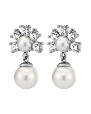 VERONICA SS CRYSTAL /WHITE PEARL Earrings Silver