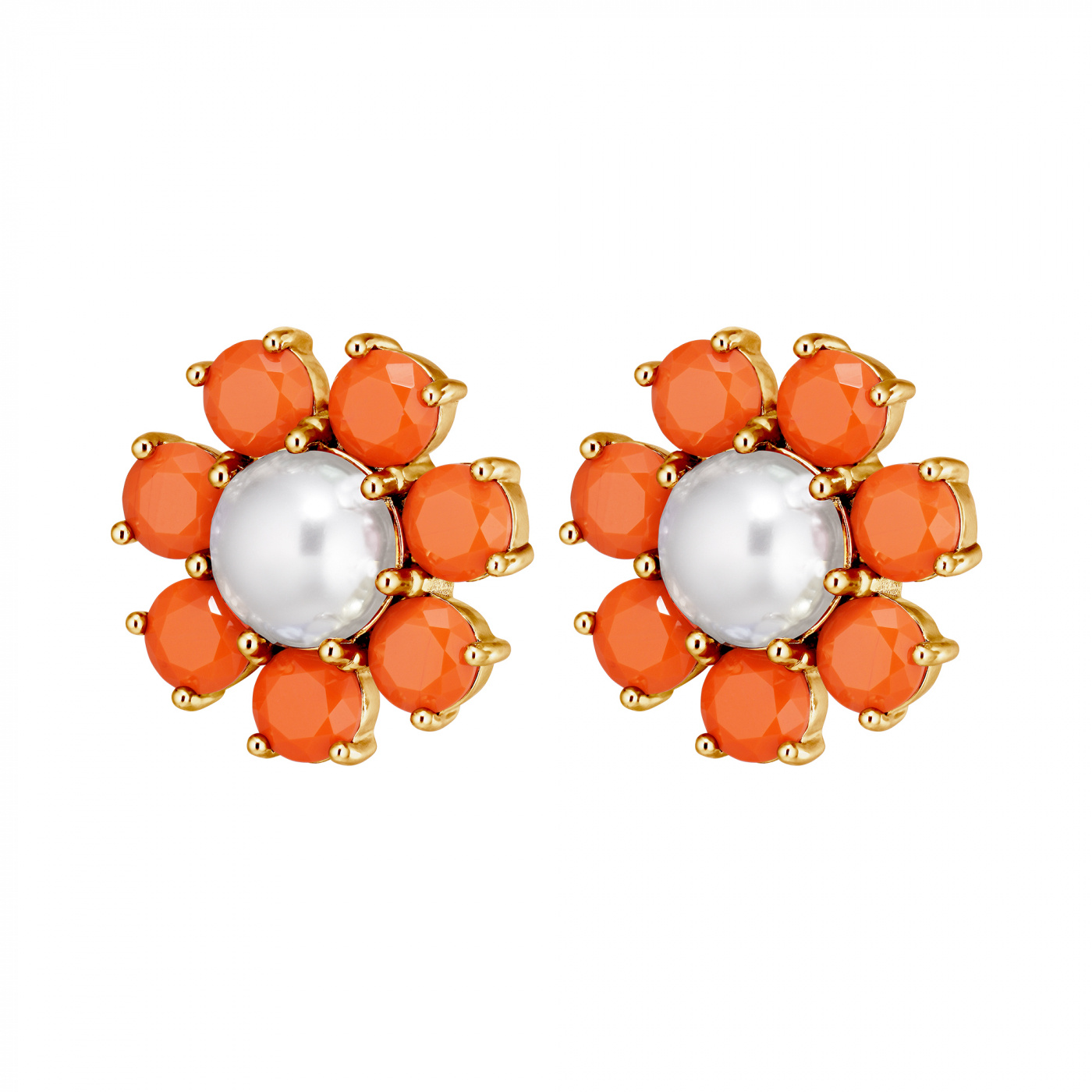 AUBRA SG CORAL / WHITE PEARL Earrings Gold