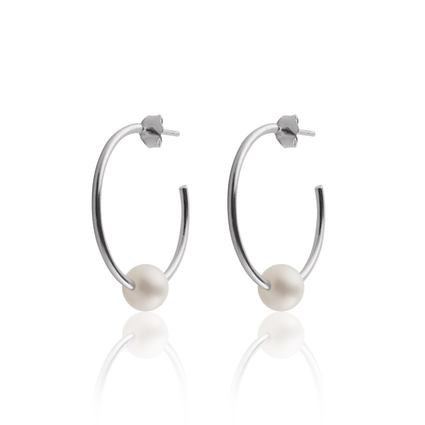 Pearl Hoops Øreringer (Sølv)