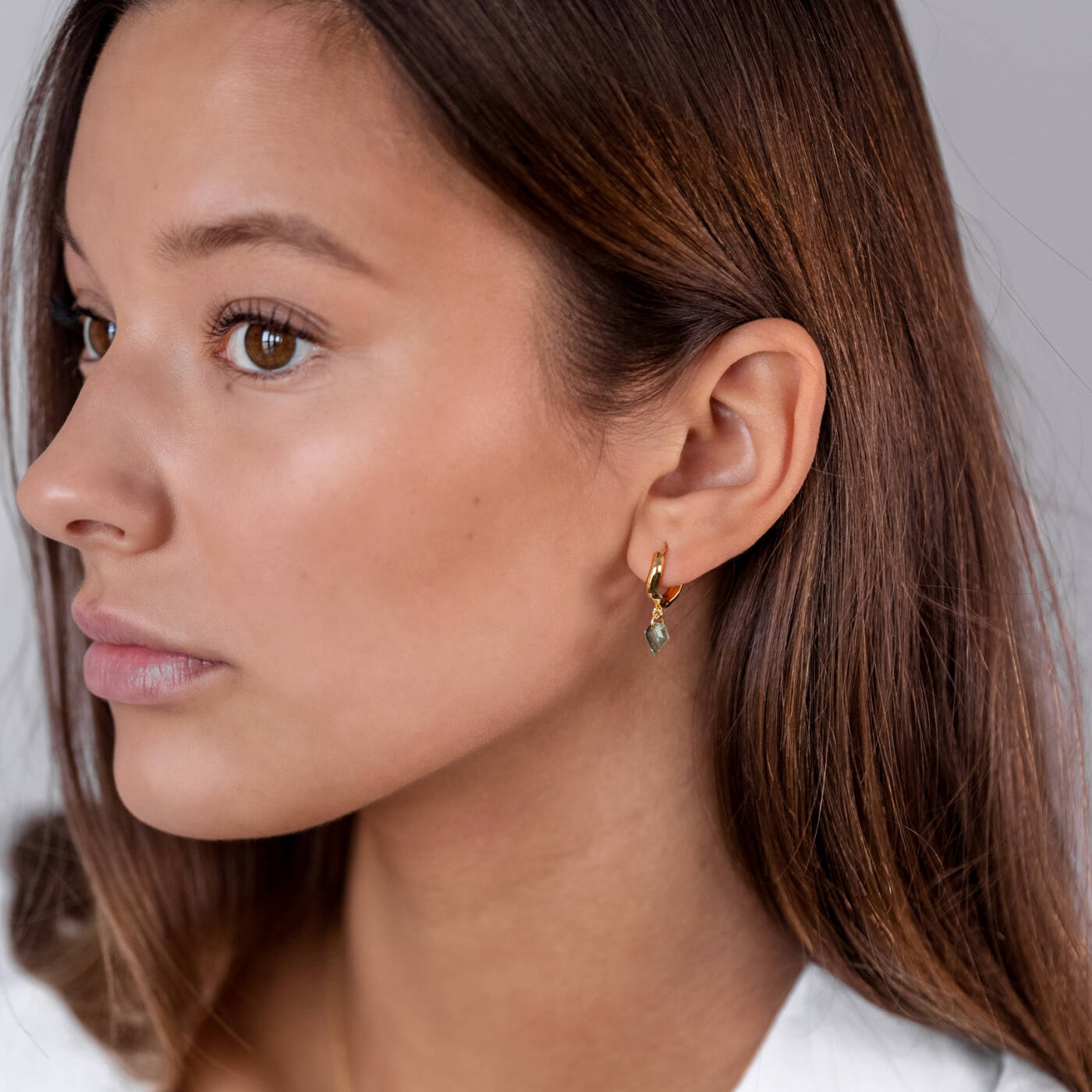 Diamona Green Quartz Øreringer Gold