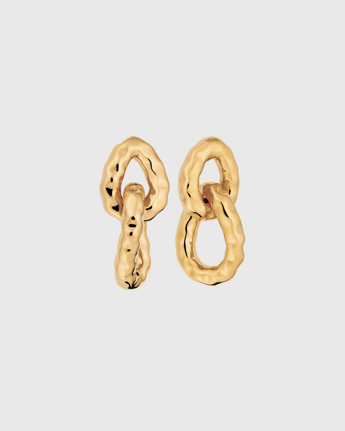 Bolded Hammered Links Earrings Gold