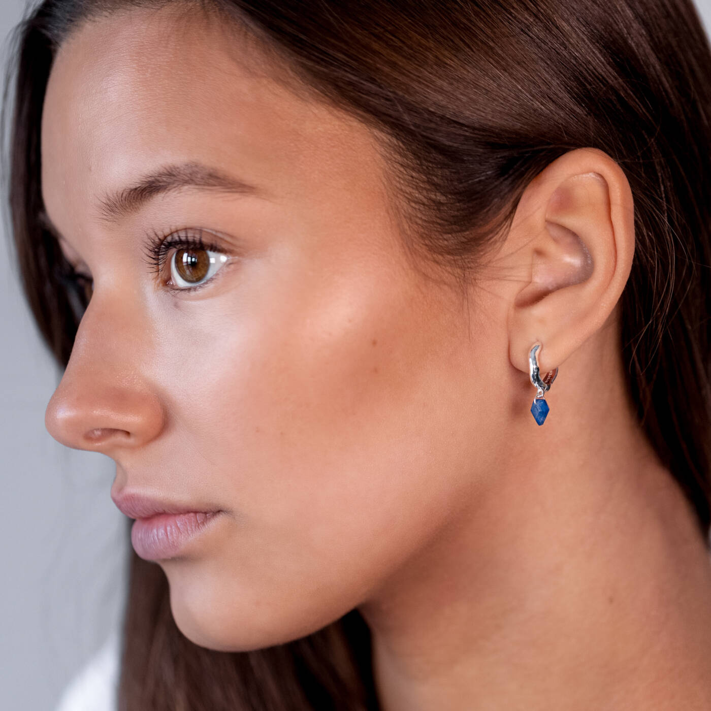 Diamona Blue Quartz Øreringer Sølv