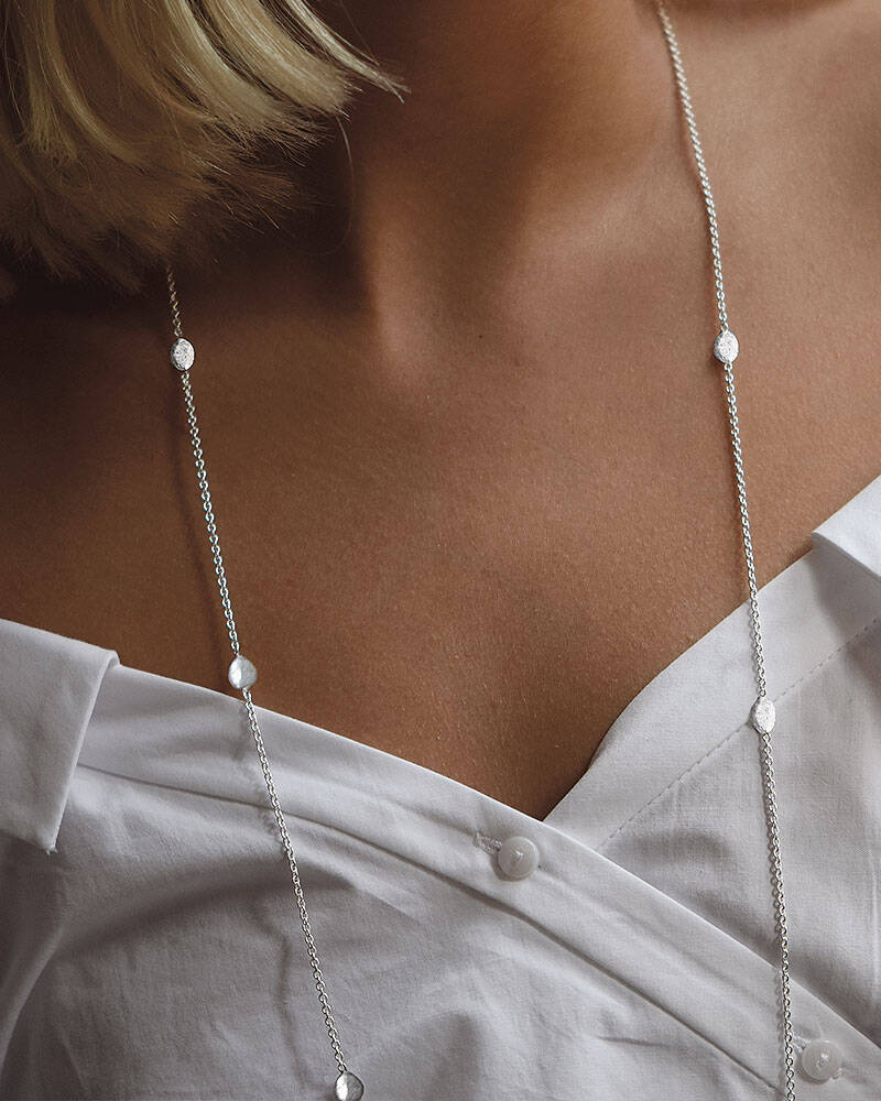 Pebbles long Halskjede Sølv