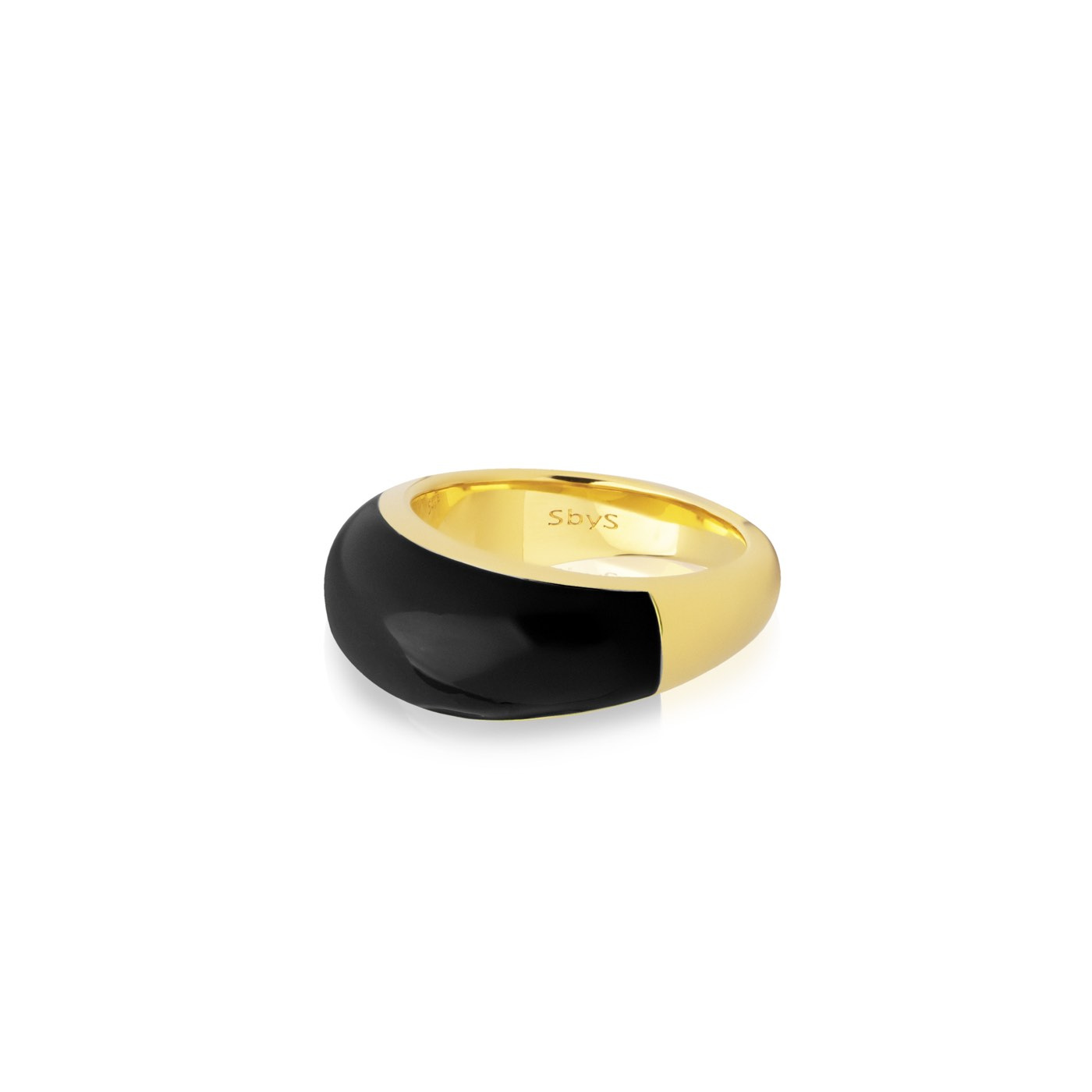 Enamel bold ring black (Gull)