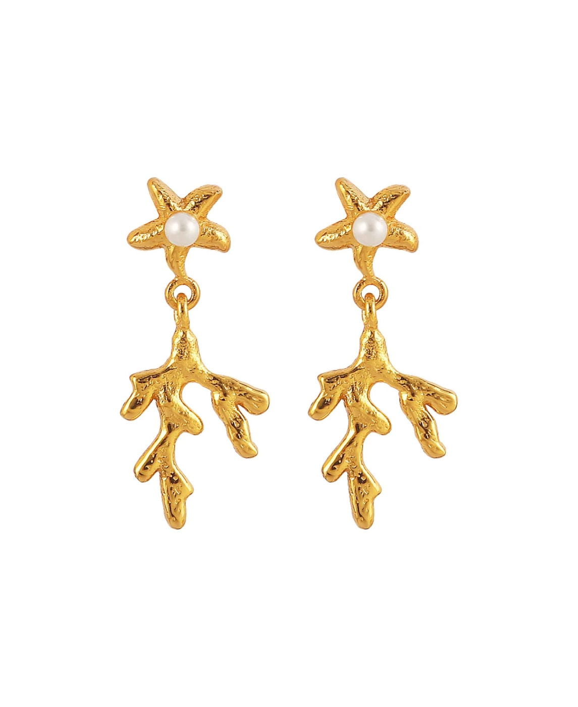 Mini Coral Leaf Earrings Gull