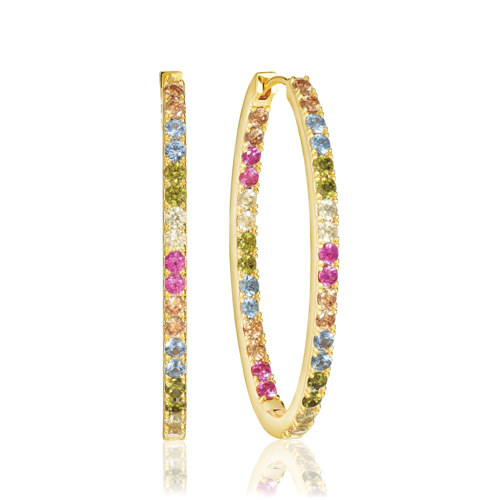 Ellisse Medio - 18k Gullpläterade, med multifärgade zirkoner Øreringer