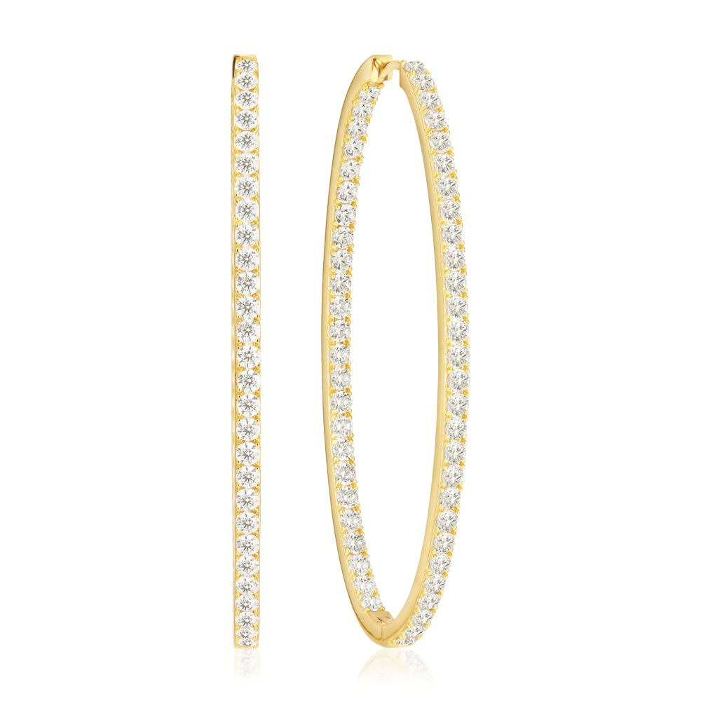 Ellisse Grande - 18k Gullpläterade, med vita zirkoner Øreringer