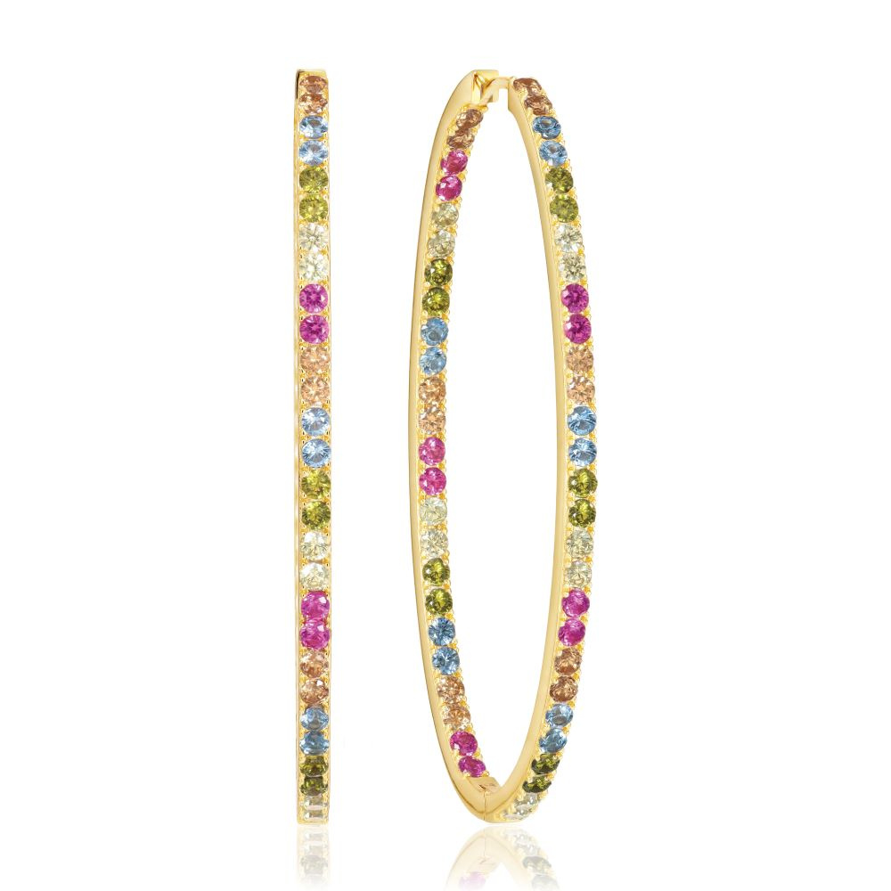 Ellisse Grande - 18k Gullpläterade, med multifärgade zirkoner Øreringer