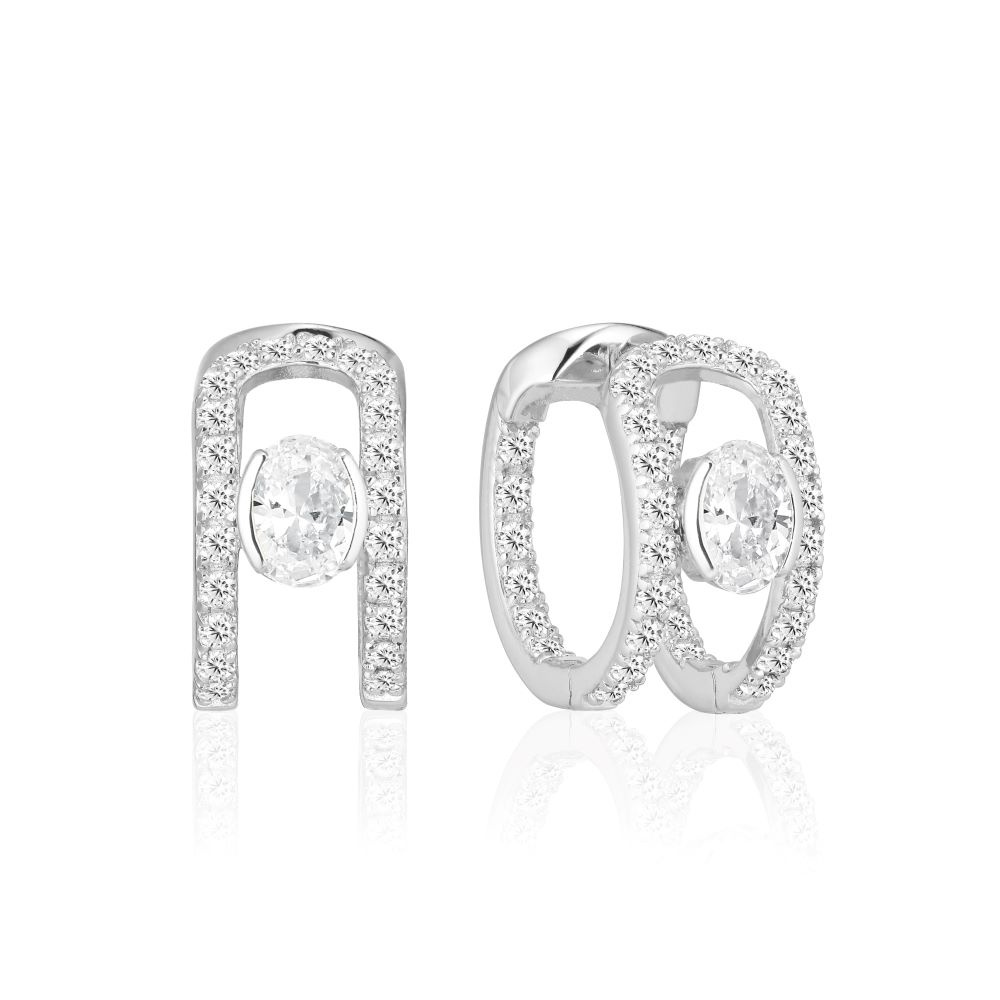 Ellisse Carezza Creolo - med vita zirkoner Øreringer