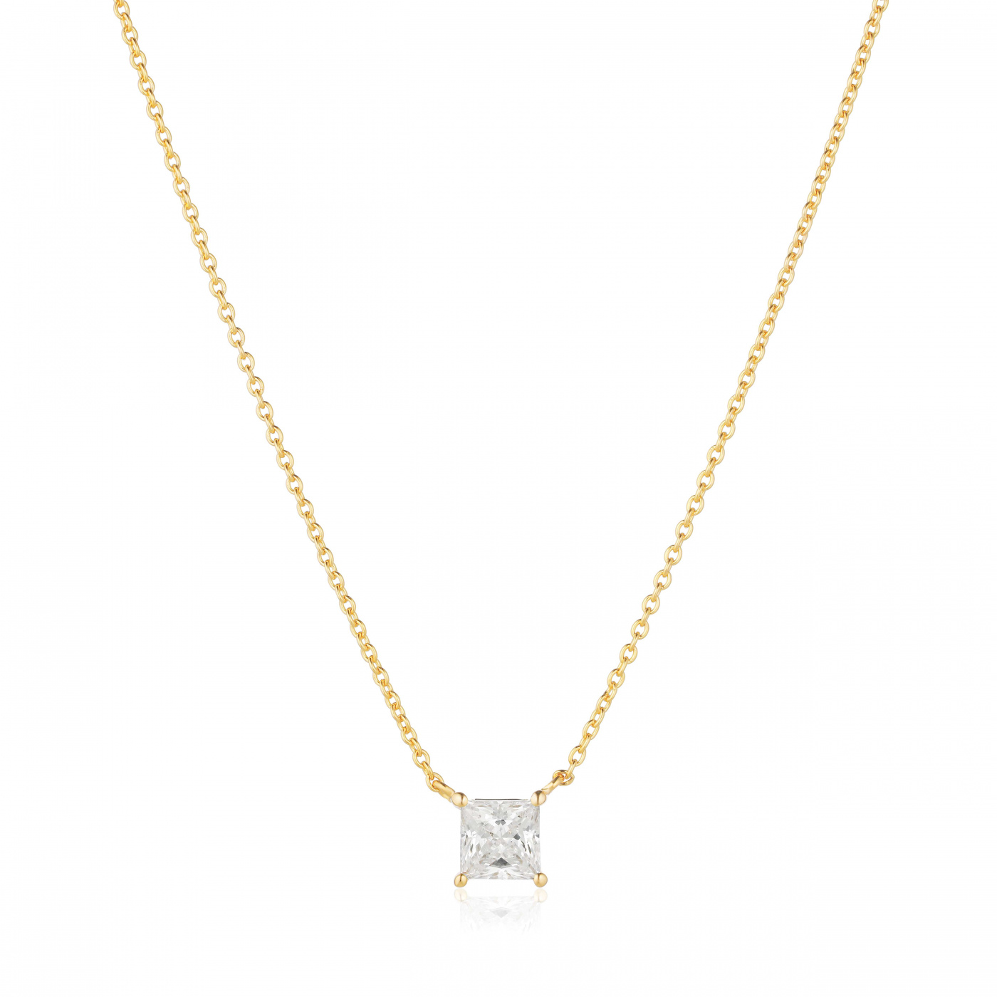 ELLERA QUADRATO Halskjede Vita Zirkoner Gull