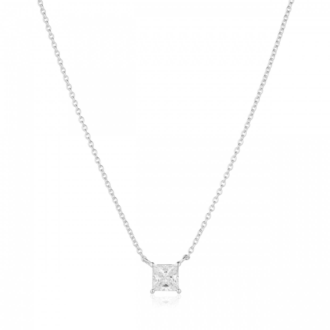 ELLERA QUADRATO Halskjede Vita Zirkoner Sølv