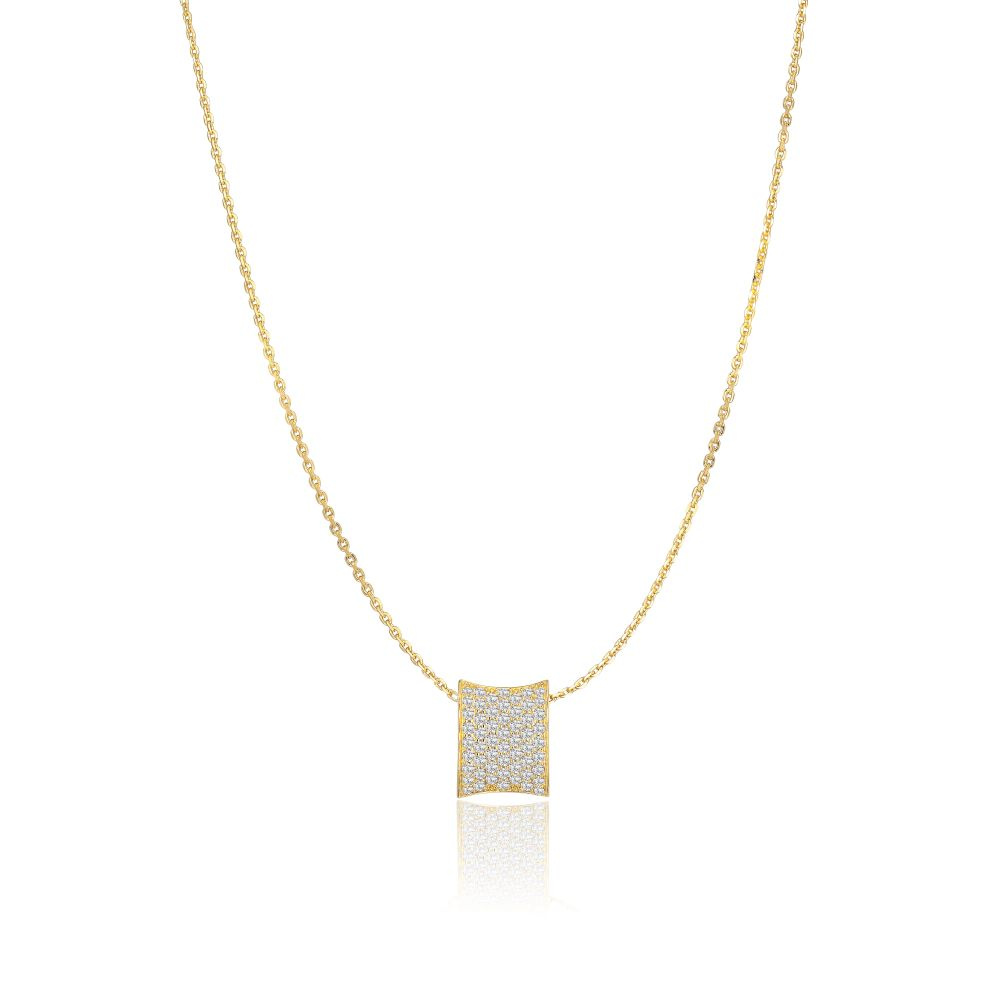 Feline Concavo - 18k Gullpläterad, med vita zirkoner Halskjede