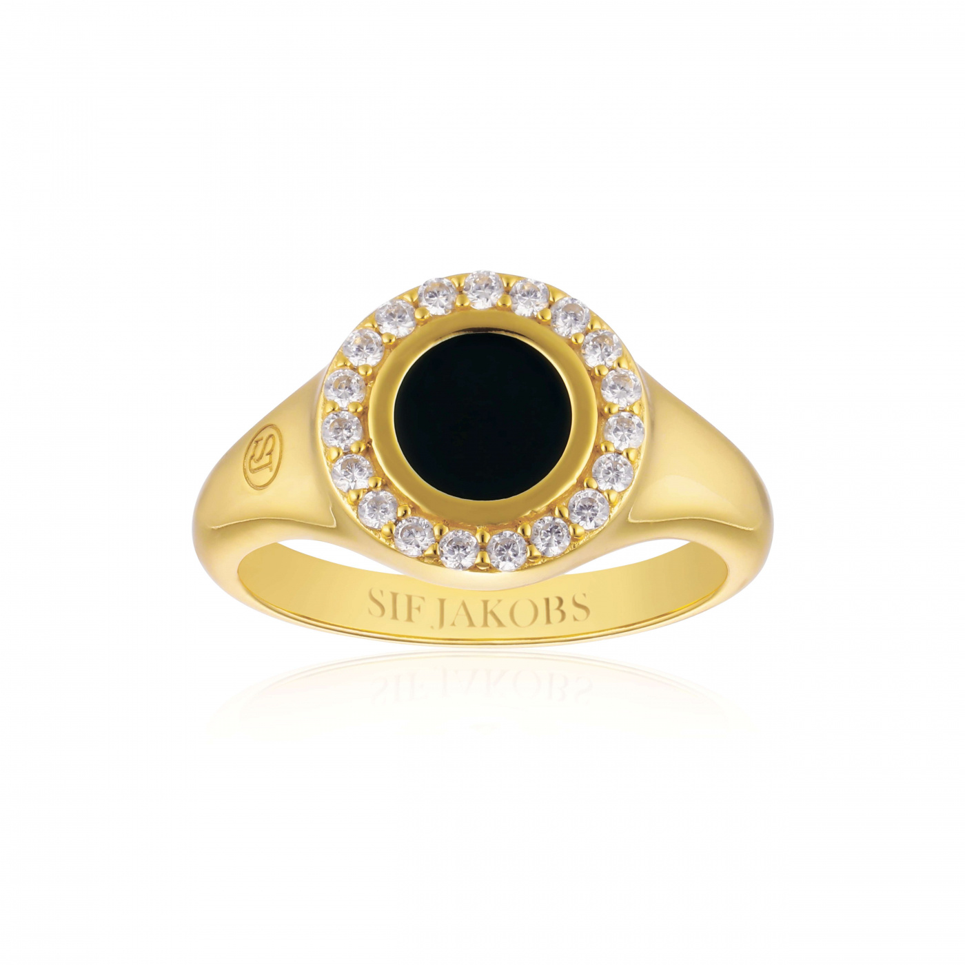 FOLLINA NERO PICCOLO Ring Vita Zirkonia och Svart Emalj Gull