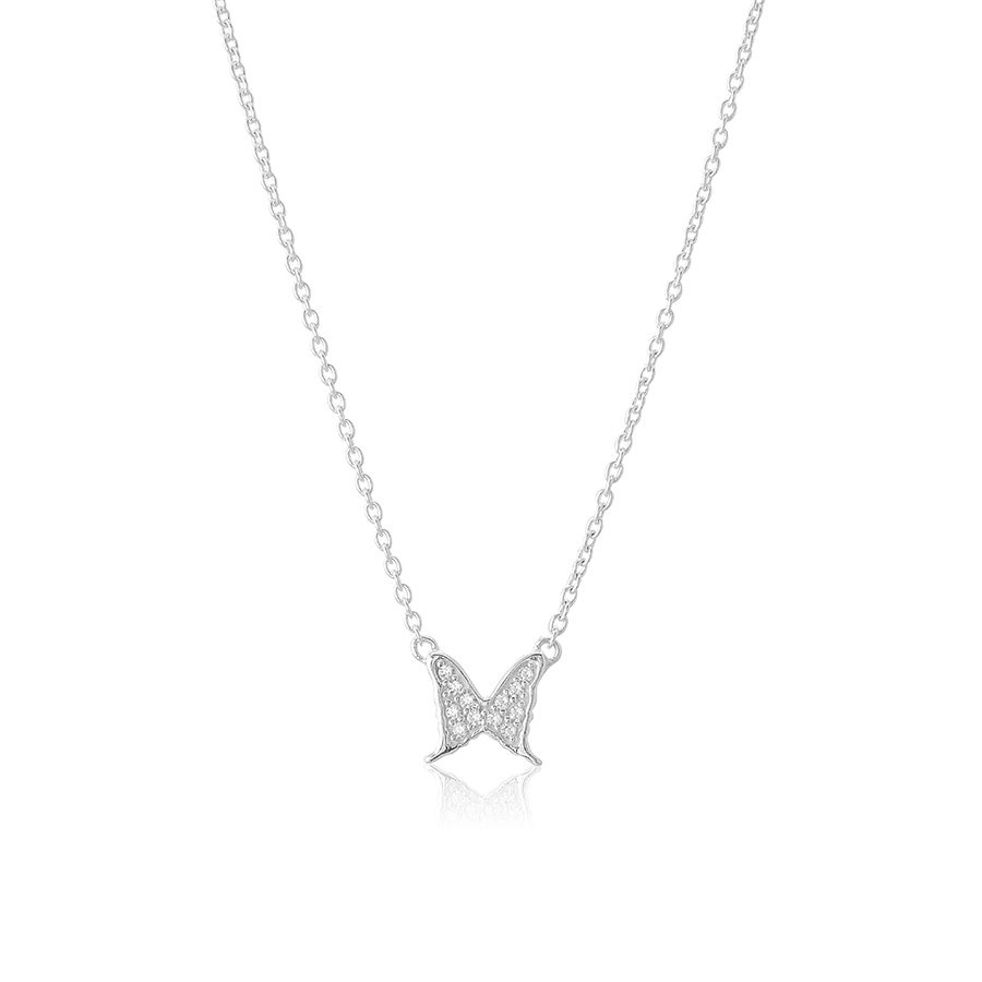 Petite papillion sparkling Necklace Silver